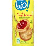 Toast brioché au blé complet source de fibres, Certifié AB