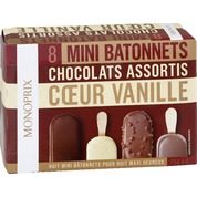 Mini bâtonnets glacés, vanille et chocolats