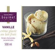 Crème glacée à la vanille et éclats d’amandes caramélisées