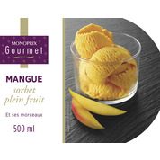 Mangue, sorbet plein fruit et ses morceaux