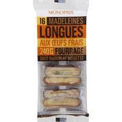 Madeleines longues aux oeufs frais fourrage chocolat noisette