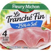 Jambon, tranché fin sans couenne, -25% de sel