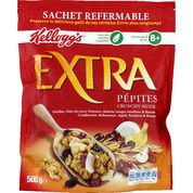 Pépites crunch muesli. Sachet refermable. Vitamine B & fer. Airelles, Noix de coco, Raisins rouge, Bananes, Cranberries, Pommes…