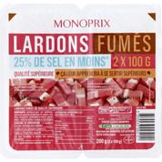 Lardons fumés, 25% de sel en moins qualité supérieure