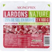 Lardons nature 25% de sel en moins