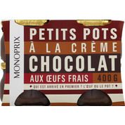 Petits pots à la crème chocolat et aux oeufs frais