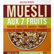 Muesli aux 7 fruits, riche en fibre