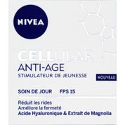 Stimulateur de jeunesse, soin du jour, réduit les rides, améliorela fermeté, acide hyaluronique & extrait de Magnolia