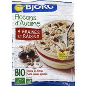 Flocons d’avoine, 4 graines et raisins, certifié AB