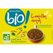 Lentilles vertes cuisinées bio