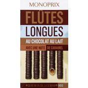 Flûtes longues au chocolat au lait et note de caramel