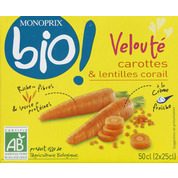 Velouté de carottes et lentilles corail à la crème fraiche