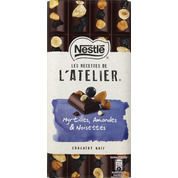 Chocolat noir, myrtilles, amandes et noisettes