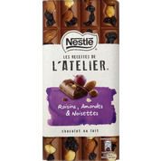 Chocolat au lait raisins, noisettes, amandes