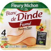 Fines tranches de blanc de dinde fumé