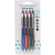 Lot 4 stylos-billes rétractables