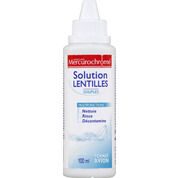Solution lentilles souples, nettoie, rince décontamine.