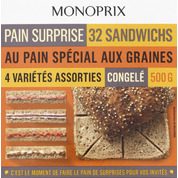 Pain surprise au pain spécial aux graines, 4 variétés assortis, congelé