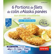 Portions panées de filets de colin d’Alaska aux céréales croustillantes