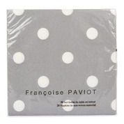 20 serviettes intissées, pois blancs sur fond gris, 40x40cm