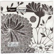 Serviettes fleurs, noir