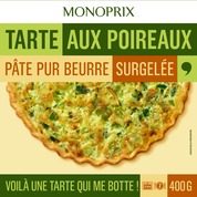 Tarte aux poireaux, pâte pur beurre surgelée