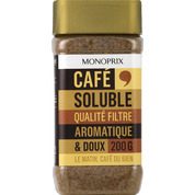 Café soluble qualité filtre