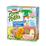 Pom’potes 5 fruits tropical (pomme, mangue, ananas, goyave, passion), sans sucres ajoutés