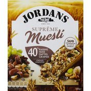 Suprème muesli 40% raisin, noix, dattes, graines. Céréales complètes