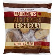 Madeleines aux pépites de chocolat aux oeufs frais