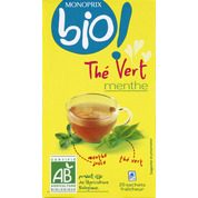 Thé vert menthe douce issue de l’agriculture biologique