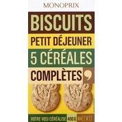 Biscuits petit déjeuner 5 céréales complètes