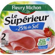 Jambon le supérieur cuit sans couenne – 25 % de sel, Bleu Blanc Coeur