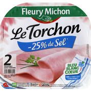 Jambon le torchon cuit sans couenne, – 25 % de sel, Bleu Blanc Coeur