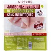 Jambon supérieur de porcs élevés sans antibiotiques