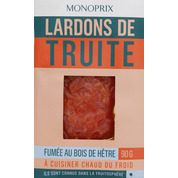 Lardons de truite fumée au bois de hêtre