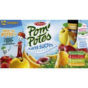 Pom’potes sans sucres ajoutés pomme(3)+p.poire(3)+p.fraise (3) +p.banane fraise (3)