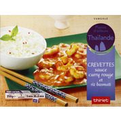 Crevettes sauce curry rouge et riz basmati