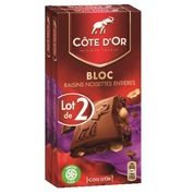 Cote d’or 2x180g bloc lt rais nois