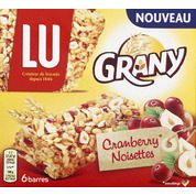 Barres cramberry noisettes