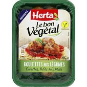 Boulettes aux légumes, carottes, petits pois, mais