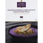 Ecrasée de pommes de terre vitelotte aiguillettes de poulet