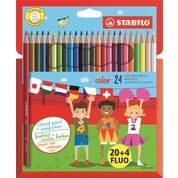 24 crayons couleurs dont 4 fluos