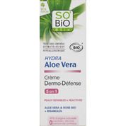 Crème hydra aloe vera bio, dermo-défense 5 en 1, peaux sensibles & réactives.
