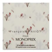 20 serviettes, motif oiseaux, 40x40cm