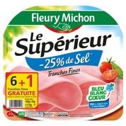 Jambon le supérieur cuit sans couenne, – 25 % de sel, Bleu Blanc Coeur, fines tranches