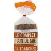 Pain de mie complet, grandes tranches