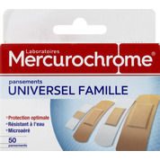 Pansements famille, protection optimale, waterproof, hypoallergénique, ultra-extensible, microaéré, x50