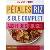 Pétales de riz, blé complet et orge aux fruits rouges