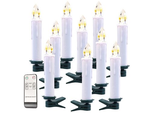 Pack de 10 bougies à LED sans fil avec télécommande – Blanc